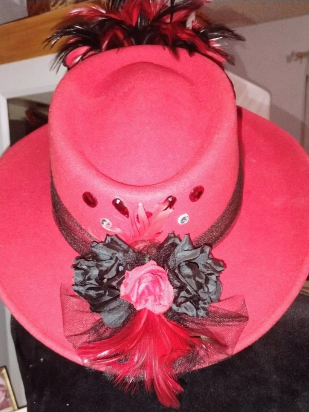 Retro Red Hat Society Wool Felt Derby Hat - Scala Handcrafted Vintage Y2K